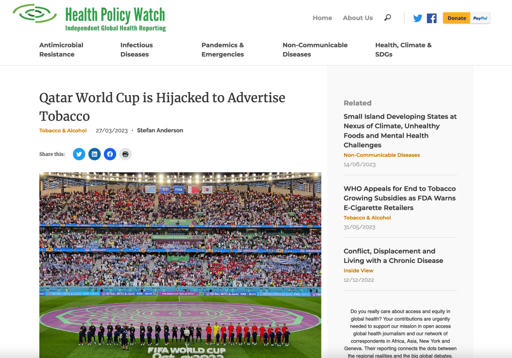 Qatar World Cup is Hijacked to Advertise Tobacco