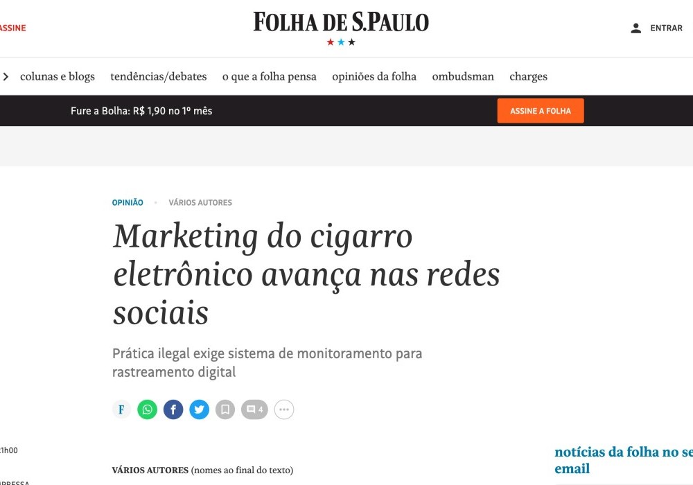 Marketing do cigarro eletrônico avança nas redes sociais