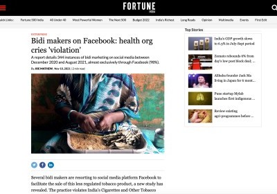 A report details 344 instances of bidi marketing on social media between December 2020 and August 2021, almost exclusively through Facebook (98%)